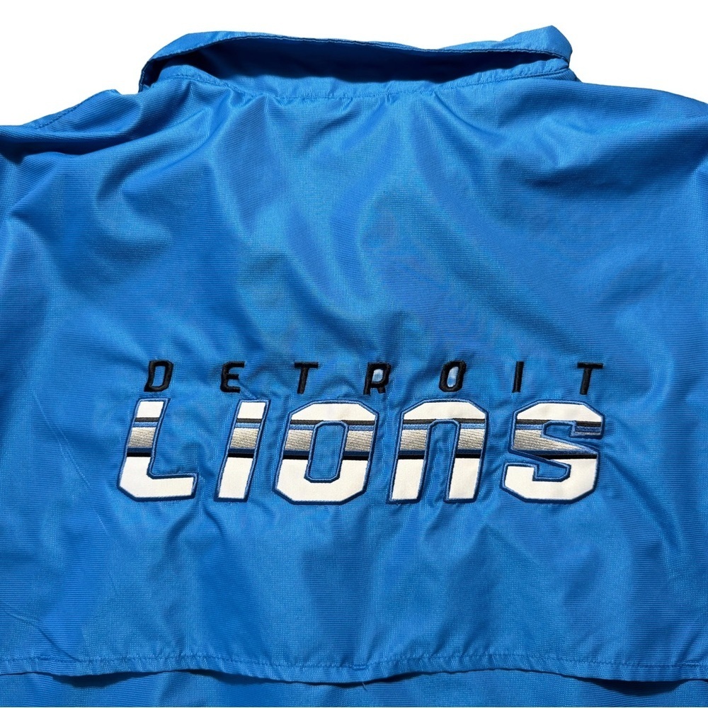 Detroit Lions Reebok XL NFL Windbreaker Jacket Blue On Field Vintage Mens - Picture 4 of 8